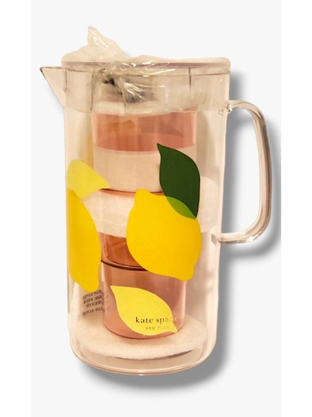 Kate Spade New York Nesting Lemon Pitcher Set With 2 Cups - 58oz Pitcher & 12oz